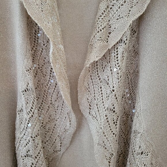 Chico's Metallic Gold Knit Cardigan, size 0. - Picture 2 of 4